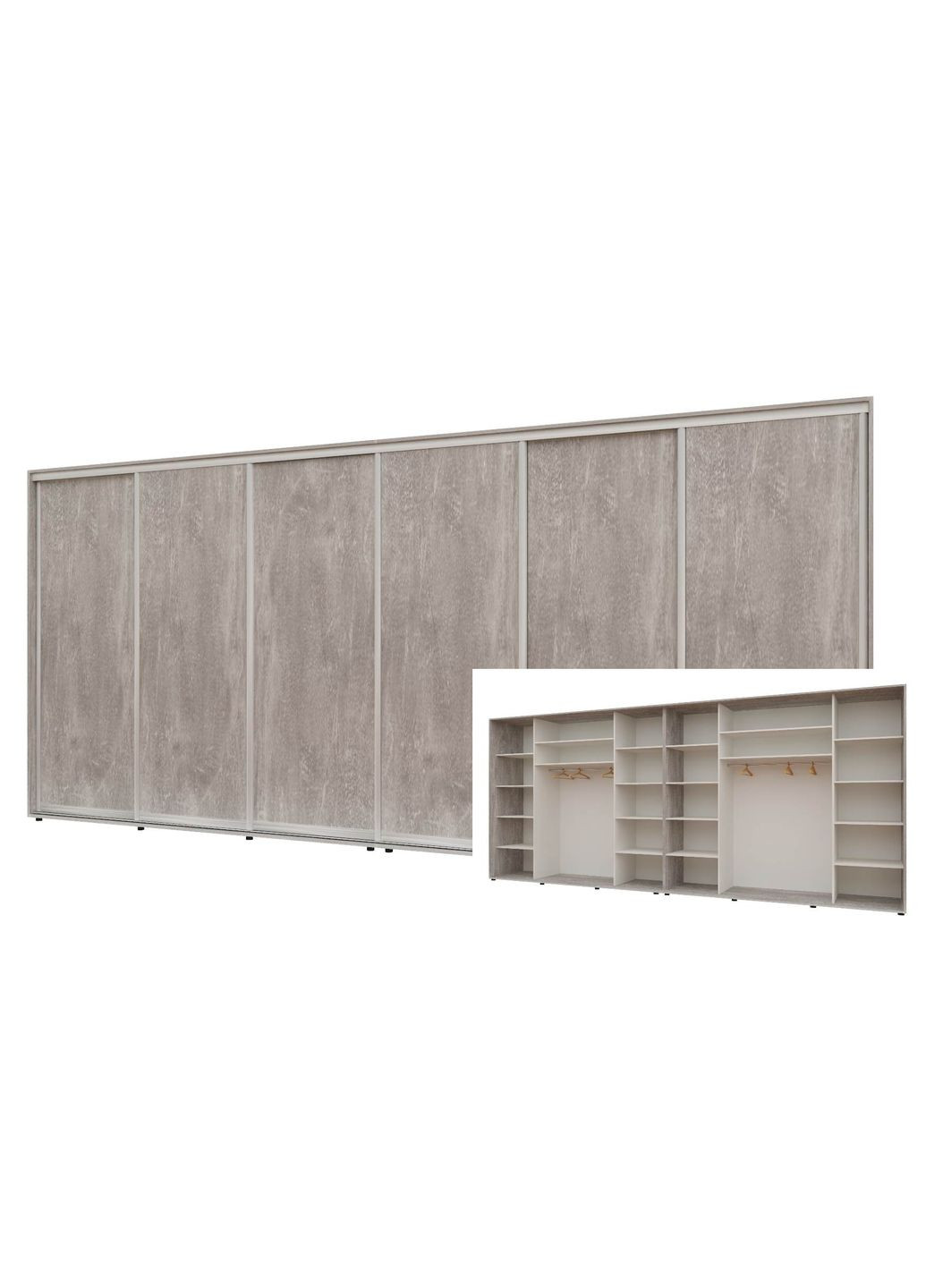 Шкаф-купе шестидверный Комфорт Мебель 460*60*220 см Бетон 6 дверей ДСП Макси Комфорт Меблі (360434860)