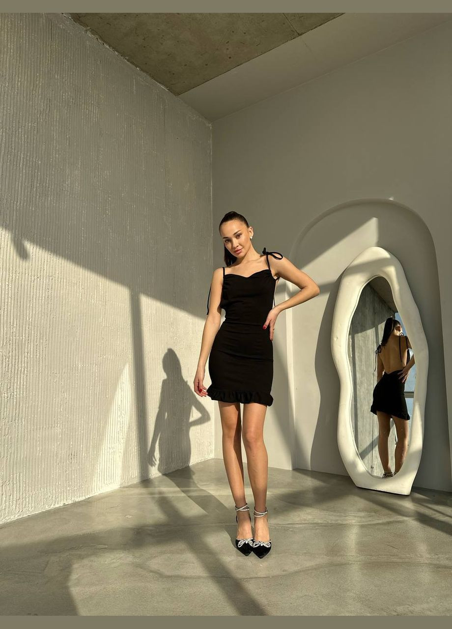 Черное праздничный, вечернее, кэжуал женское платье FINO Mode однотонное