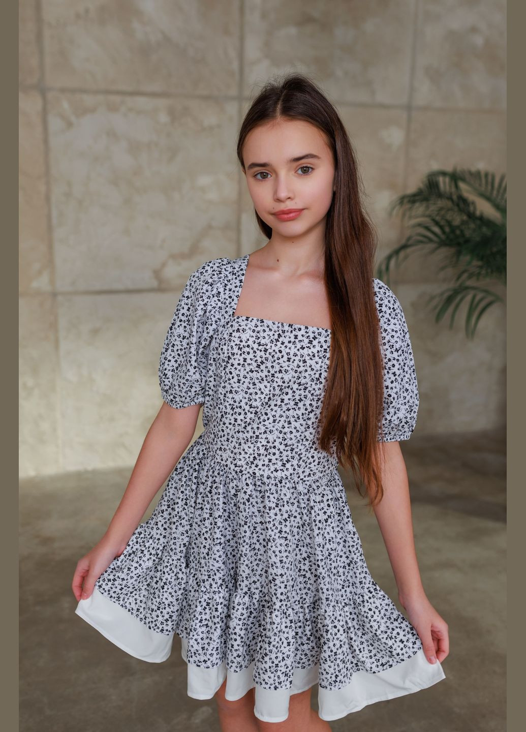 Комбинированное платье молочный Cvetkov (323584316)