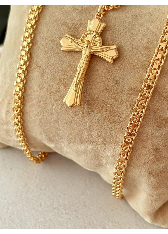 Позолочений Ланцюжок 55см, 60см + Хрестик. Позолота No Brand (361222483)