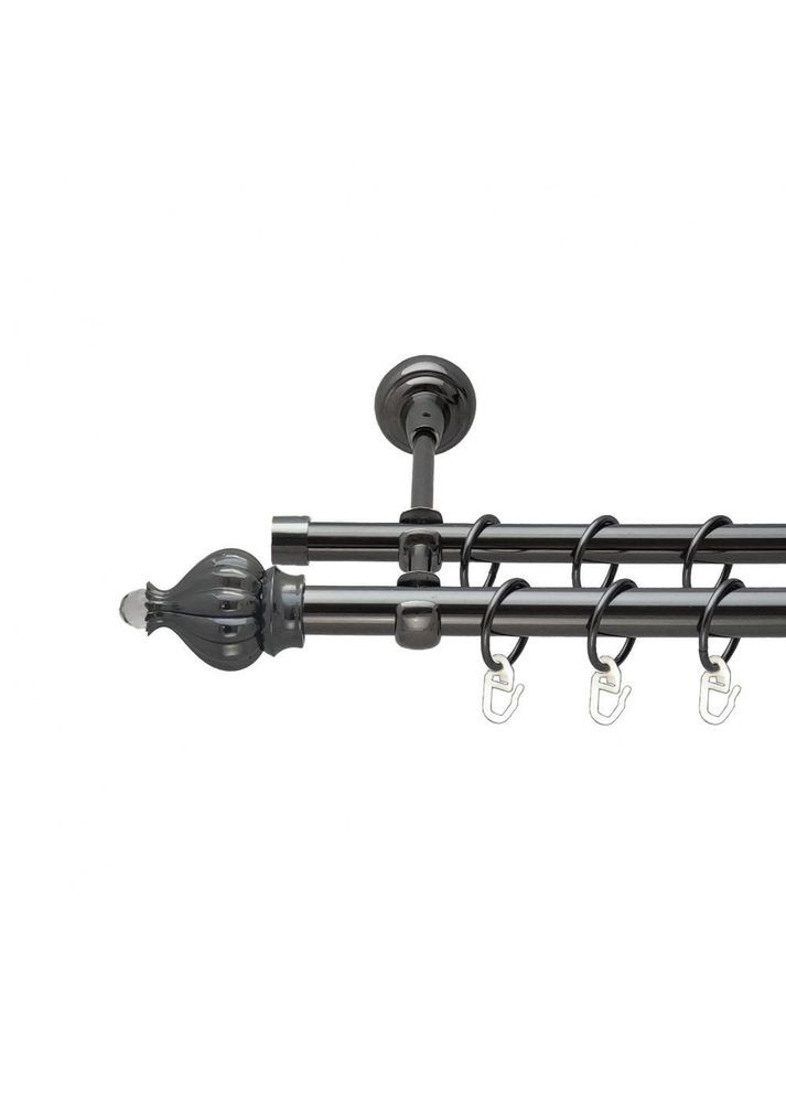 Карниз Таджа-Кристал металлический двухрядный открытый гладкая труба Оникс 19\16 мм 200 см (00-00014898) ORVIT (300282117)