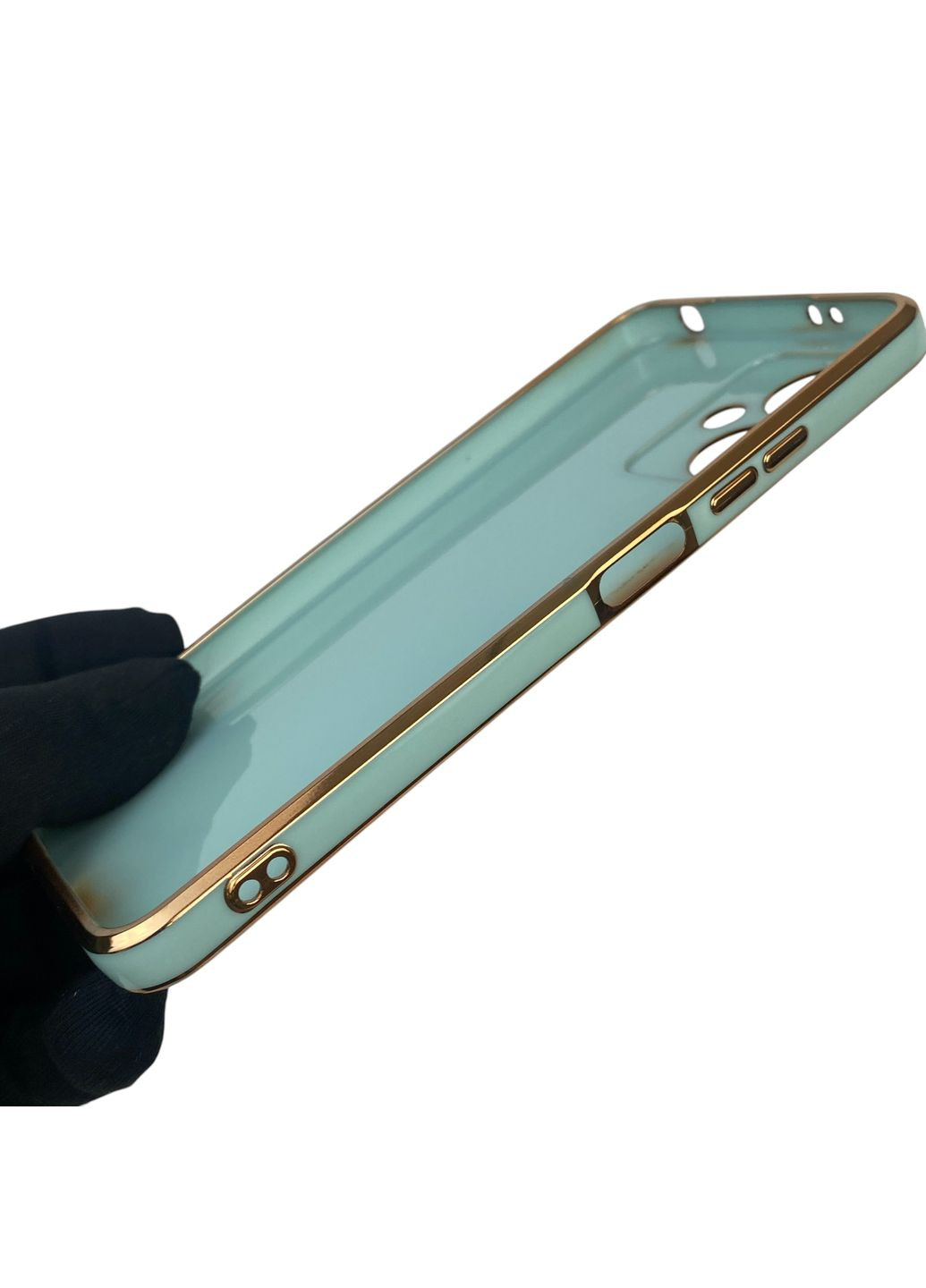 Чохол для Redmi Note 12 5G з кільцем-підставкою із золотою окантовкою на сяомі редмі нот 12 бірюзовий gs1 Xiaomi (366229531)