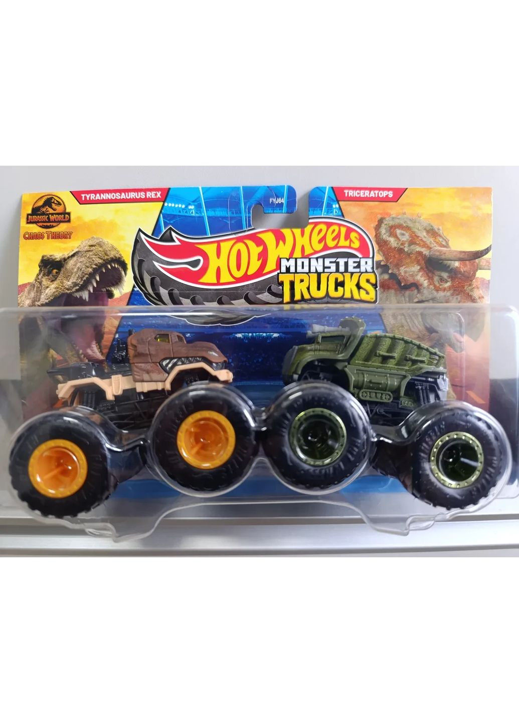 Подарунковий набір 2 монстр-траки Хот Вілс Оригінал Monster Trucks Тиранозавр Рекс vs Трицератопс Hot Wheels (365251362)