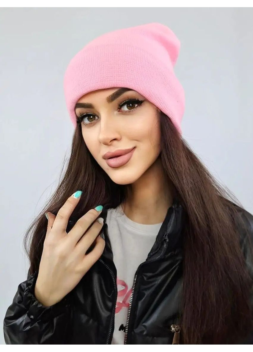 Молодежная двухслойная шапка бини лонг No Brand Шапка біні лонг лопата (362411559)