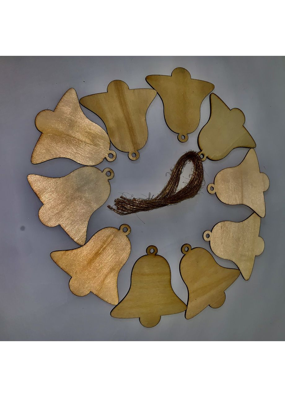 Набор из 10 деревянных украшений для праздника с верёвками подвески для ёлки колокольчики No Brand (315633127)