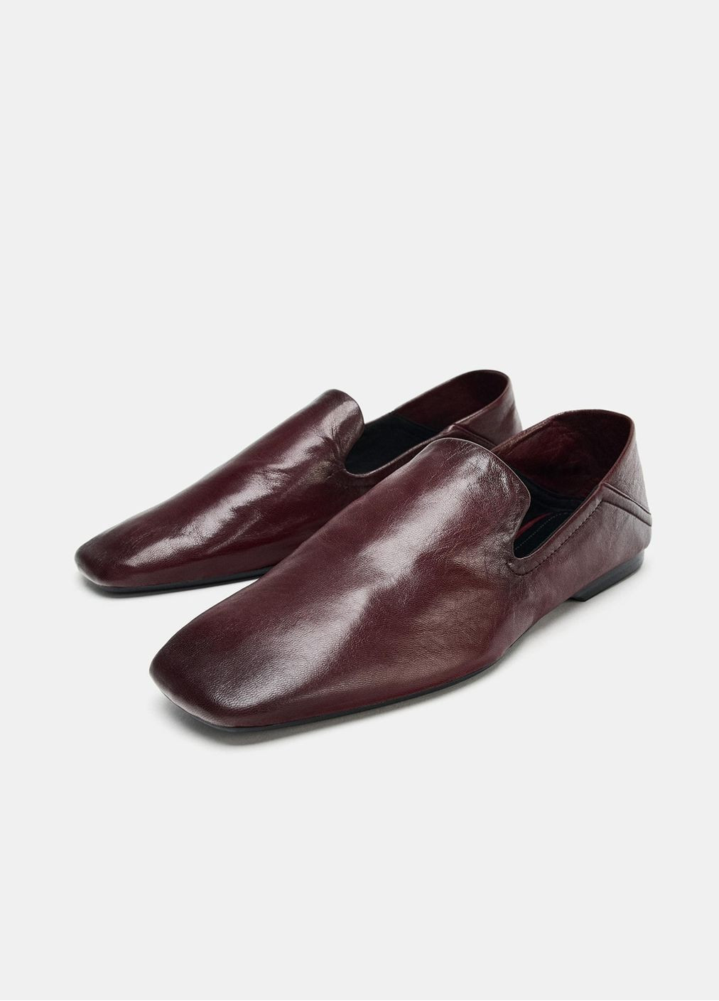 Zara Лоферы темно-бордовый з натуральная кожа, испания — демисезон (367113466)