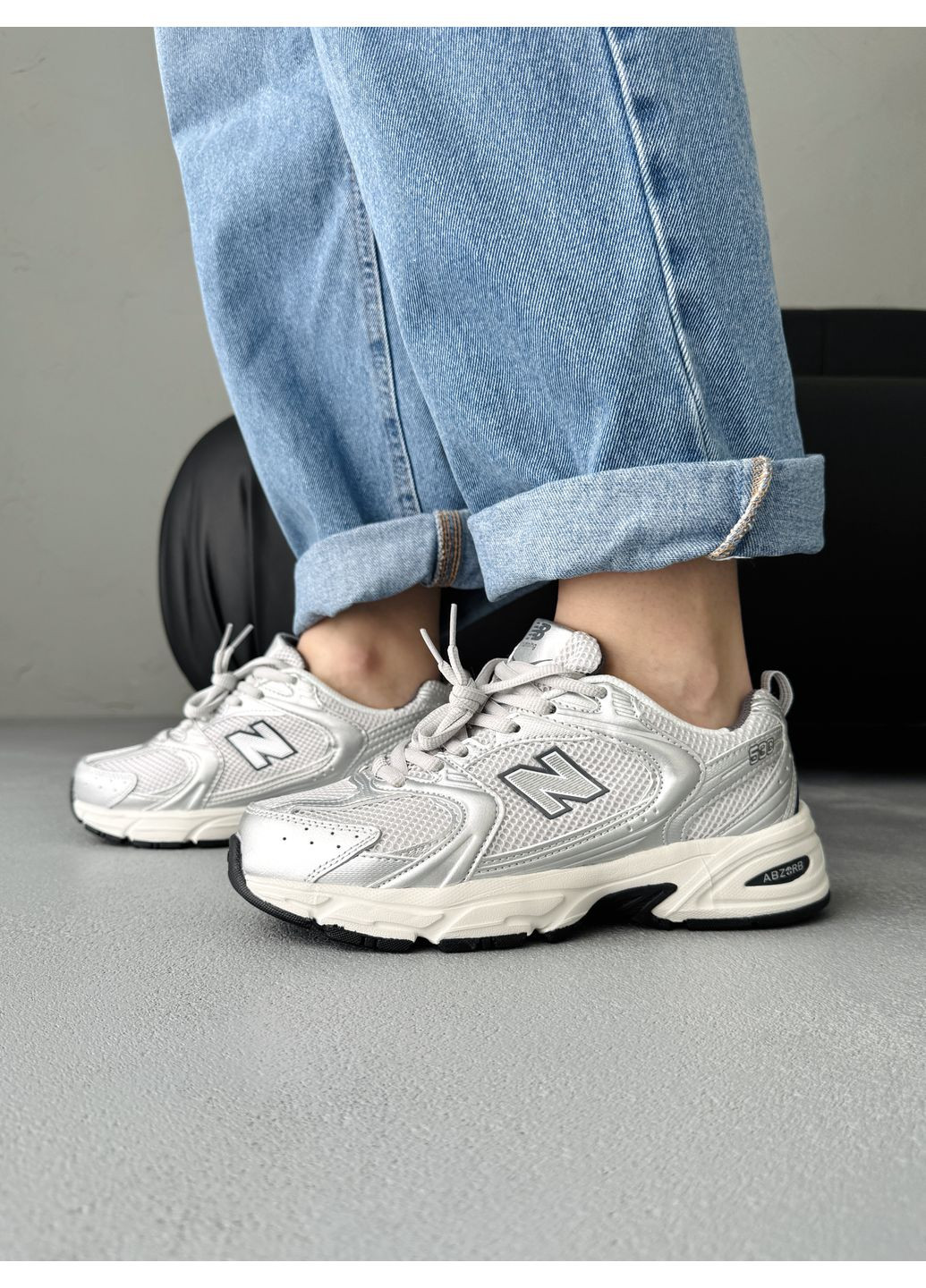 КРОССОВКИ ЖЕНСКИЕ NEW BALANCE 530 SILVER METALLIC НЬЮ БЕЛАНС 530 No Brand комбинированные демисезоны (367170439)