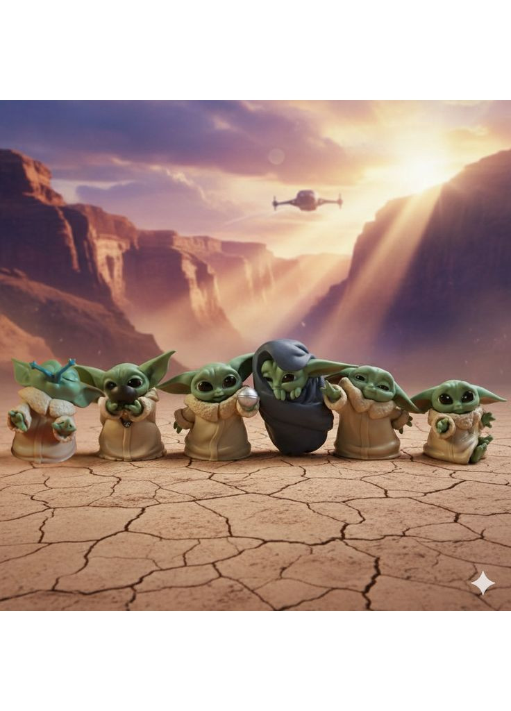 Набор фигурок Малыша Йоды (Грогу) Звездные войны - Star Wars, The Mandalorian, 6 шт 5-6 см Shantou (296627762)