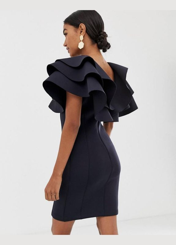 Темно-синее платье мини с пышными рукавами Lavish Alice
