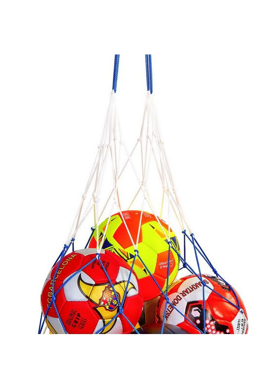 Сітка для м'ячів «Стандарт» (поліпропілен, d-3,5мм, 10 м'ячів, комірка 12см, синій-білий) (SO-5257) SP-Planeta (361435686)