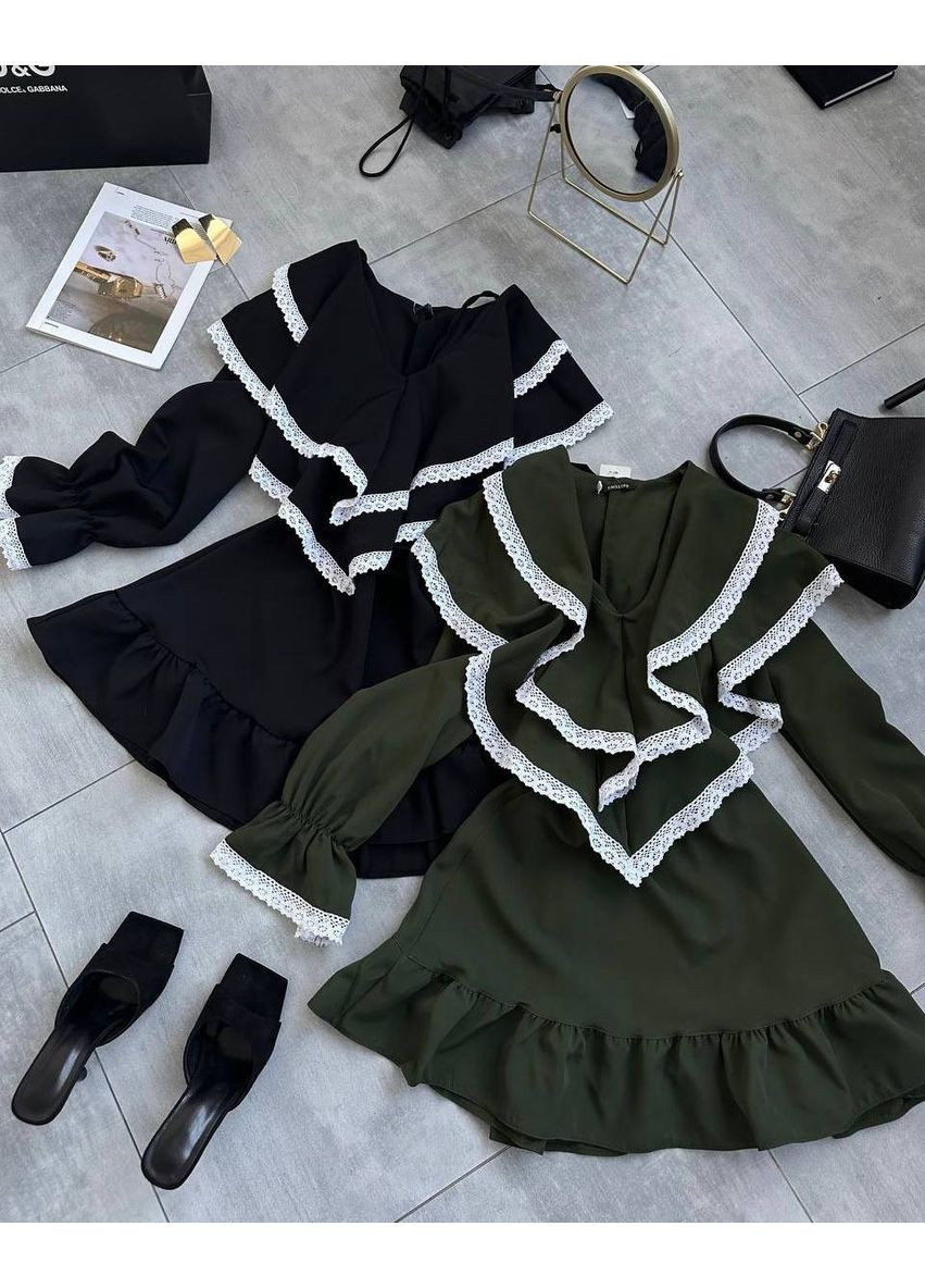 Оливковое (хаки) праздничный, коктейльное, вечернее, деловое, кэжуал женское платье No Brand однотонное