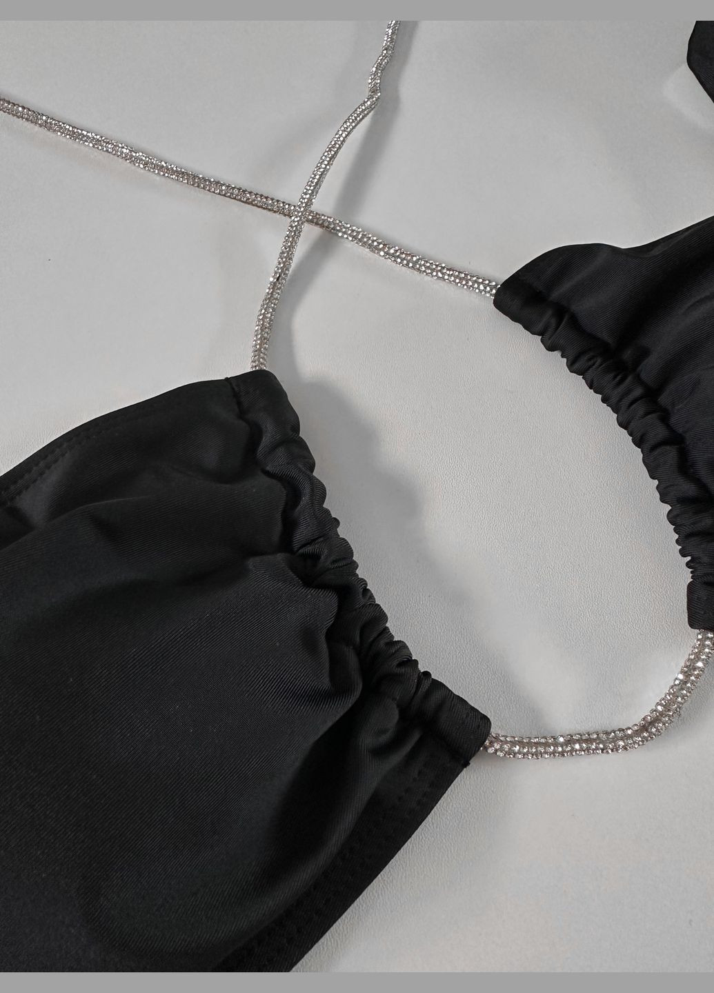 Чорний літній жіночий роздільний купальник зі стразовим джгутом crystallia рожевий No Brand