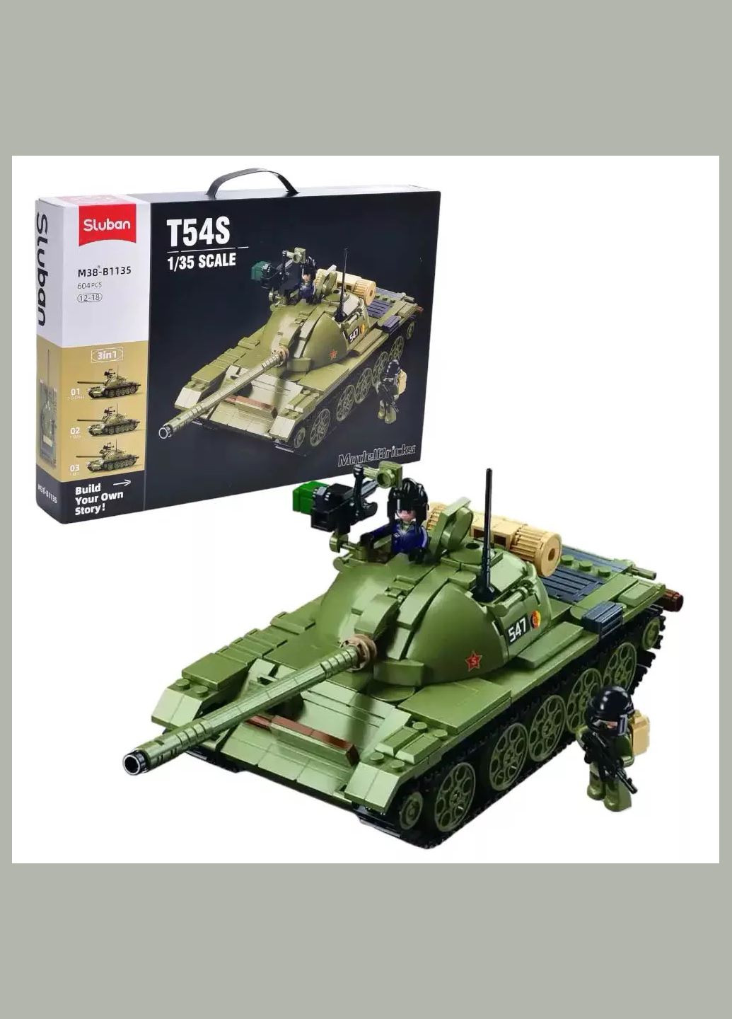 Конструктор Танк 1:35 3в1 604 дет (M38-B1135) Sluban (330057489)