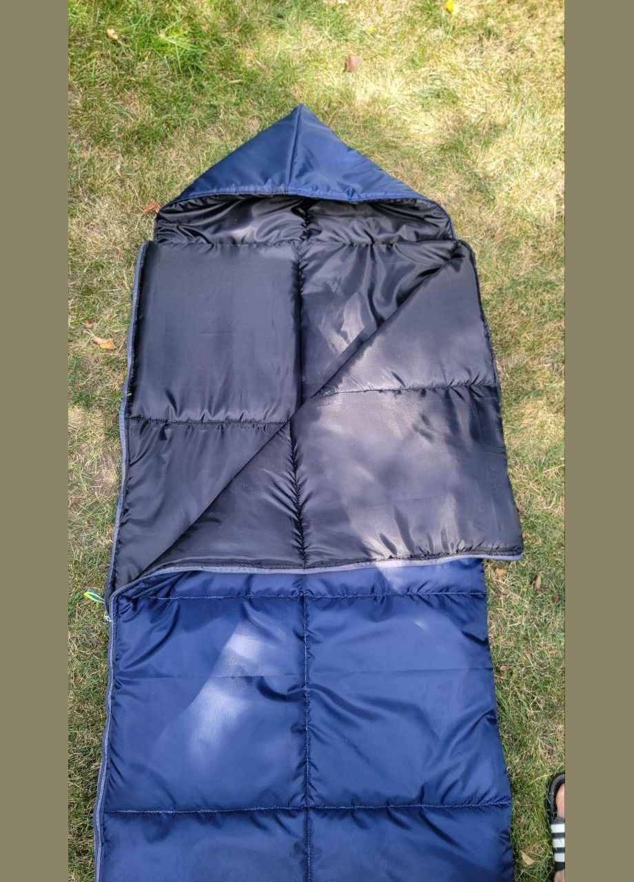 Спальний мішок ЛІТО (ковдра з капюшоном), Синій, ширина 73 см Украина ТД (318015676)