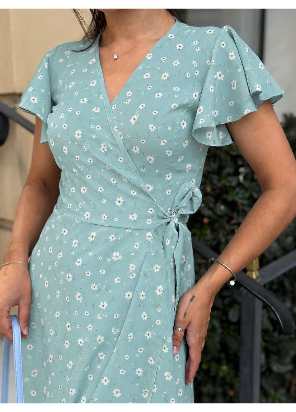 М'ятна повсякденний жіноча літня сукня софт на запах ‼️заміри в описі‼️ на запах DK/DL Мода без кордонів з квітковим принтом