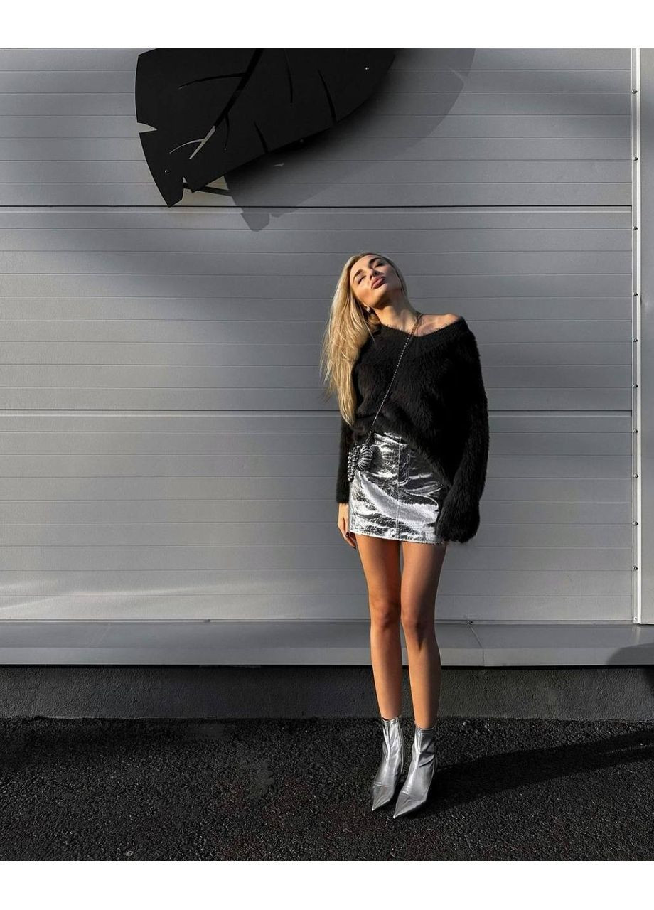 Серебристая дизайнерская юбка из экокожи disco silver (коллекция ограничена) Nositi