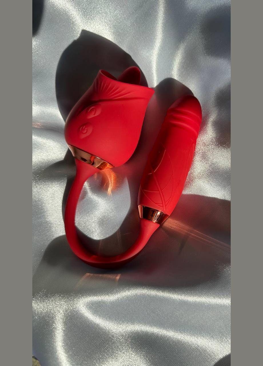 Вібратор двохсторонній Роза, язик стимулятор клітора і сосків, фаллоімітатор No Brand (340914351)