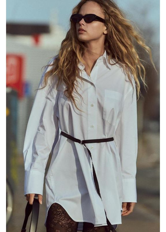 Довга габардинова сорочка з ременем Zara (361676049)