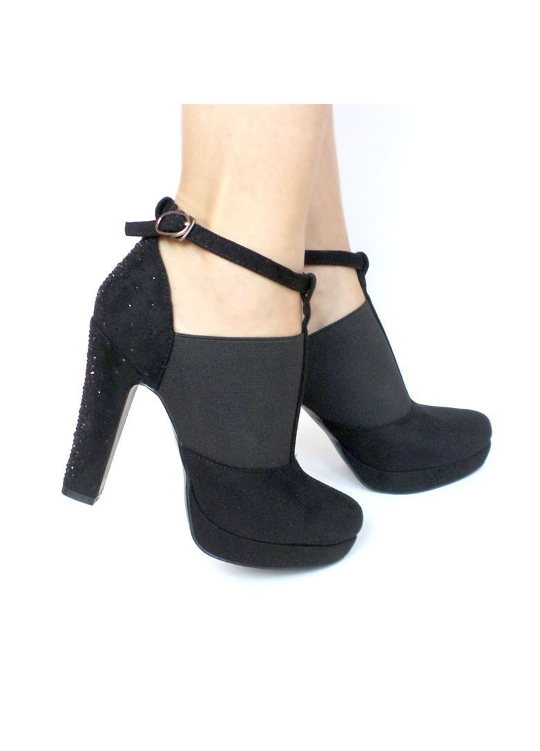 Черные демисезонная ботильоны черные на каблуках со стразами. размер 40 (25см) Fashion