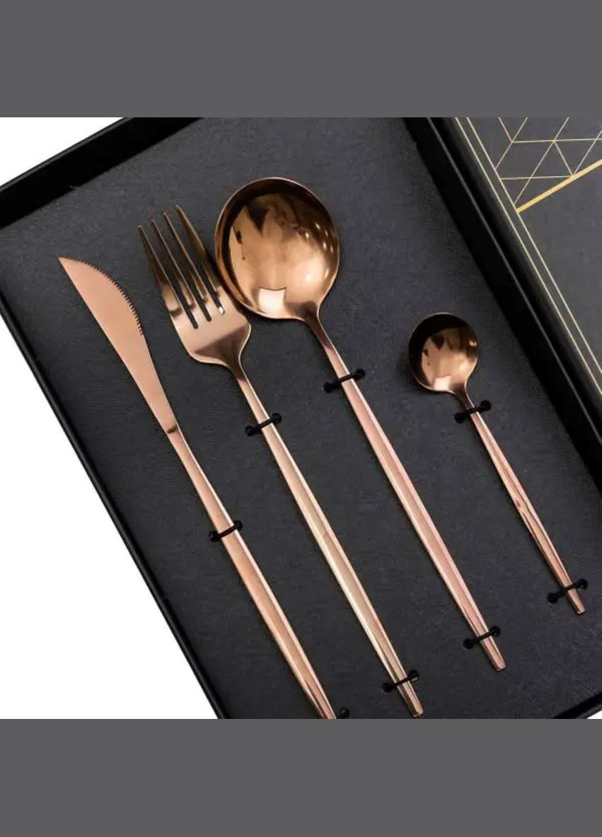 Набір столових приборів 24 предмети набір ложок виделок і ножів на 6 персон Бронзовий HP-20-44 Yiwu (326066205)