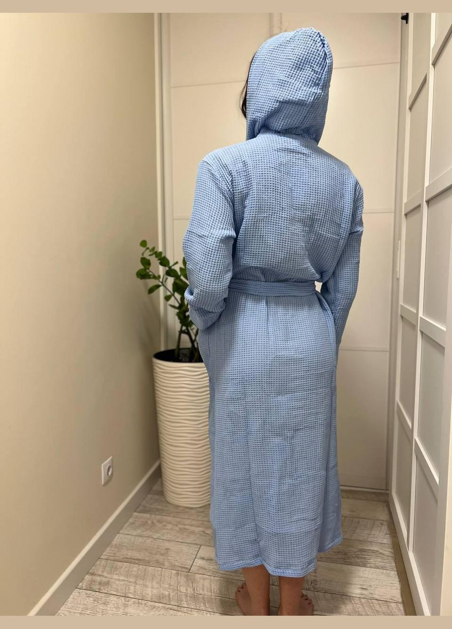 Вафельний банний халат жіночий гіпоалергенний XL-XXL Блакитний (П4К-Е-Avafel002-22) No Brand (323160675)