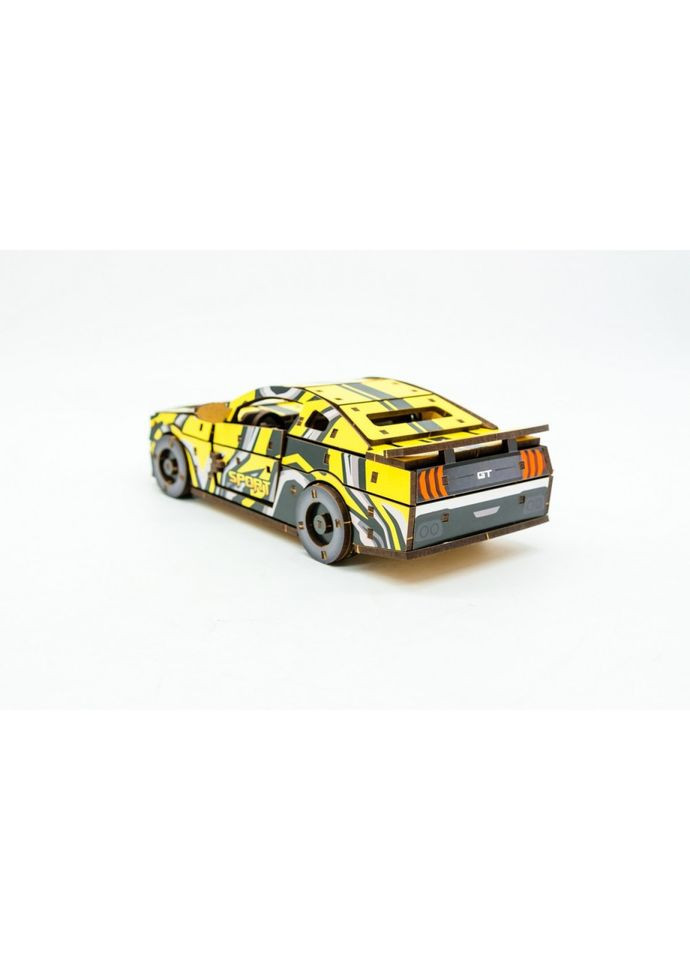 Дерев'яний 3D конструктор "Muscle car GT" Puz-00638, 162 деталі, жовтий PuzzleOK (319846547)