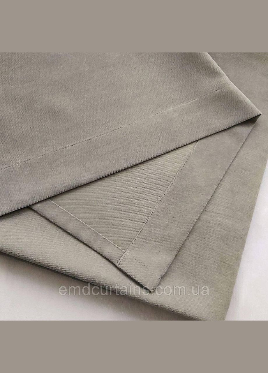 Комплект штори 2 шт з підхватами 250х250 см мікровелюр Сіро-беж тюль бамбук 550 см Тепло-білий No Brand (337355386)