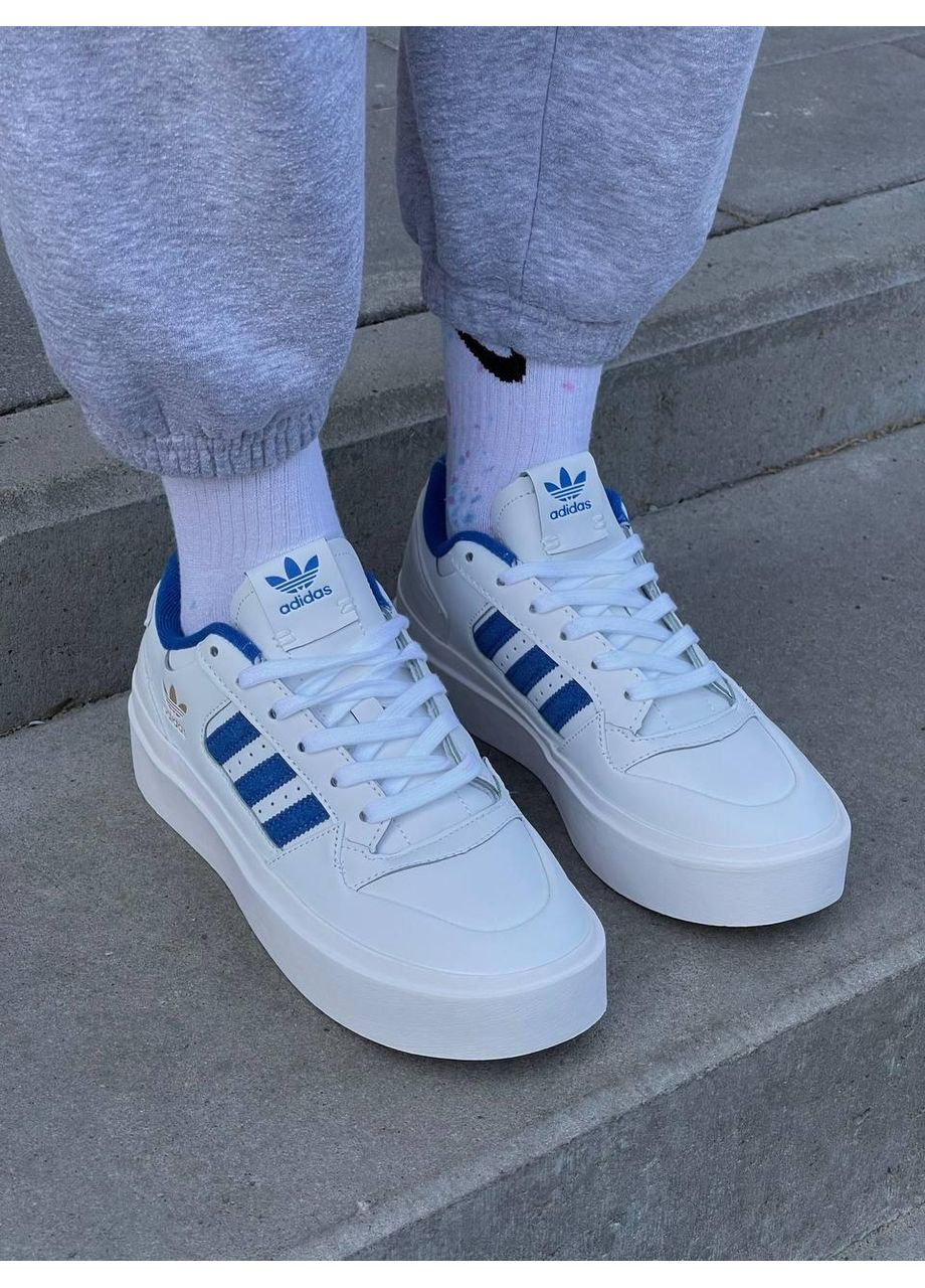 КРОССОВКИ ЖЕНСКИЕ ADIDAS FORUM BONEGA WHITE BLUE АДИДАС ФОРУМ No Brand белые демисезоны (368869466)