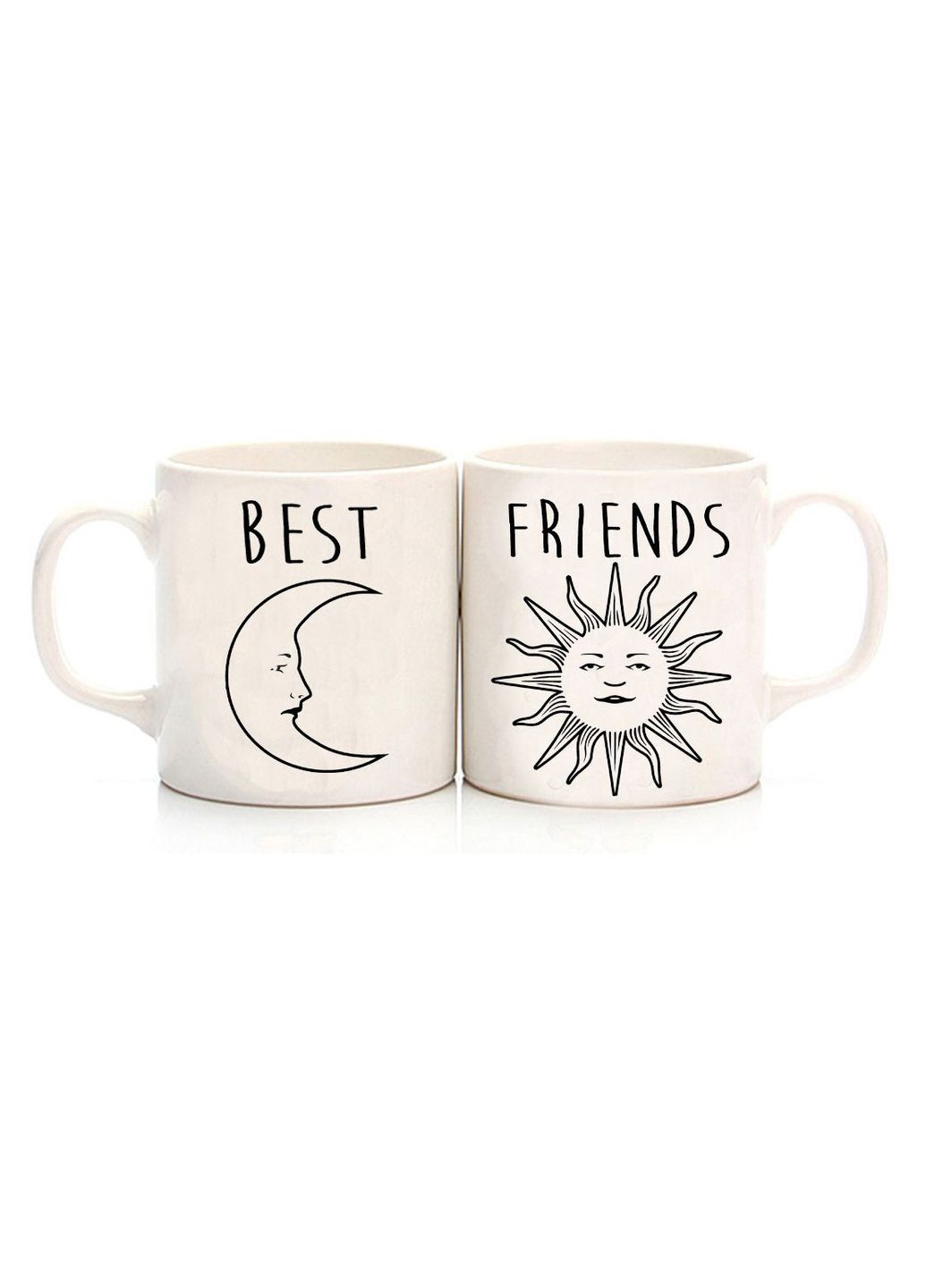 Парные белые чашки с принтом "Best friends: Солнце и Луна" Кавун Чашка (316113610)