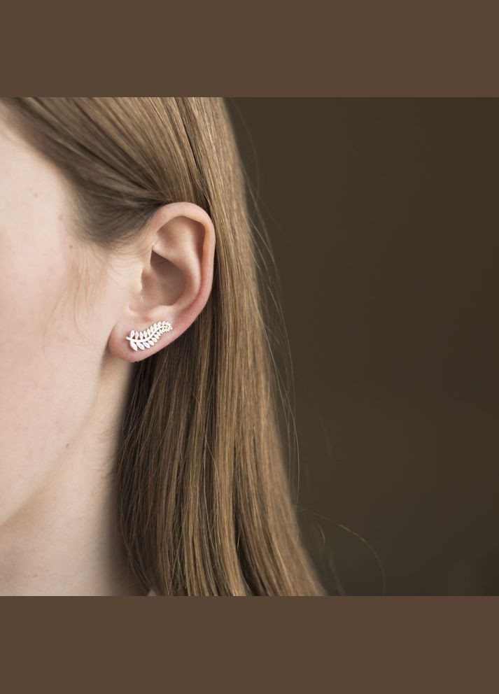 Золотые серьги - клаймберы Листики с06205 Oniks (264024438)