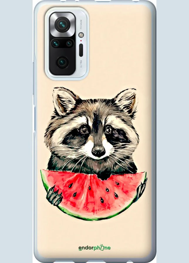 Чехол на Xiaomi Redmi Note 10 Pro Енотик с арбузом "4605u-2297-70447" Endorphone (367094833)