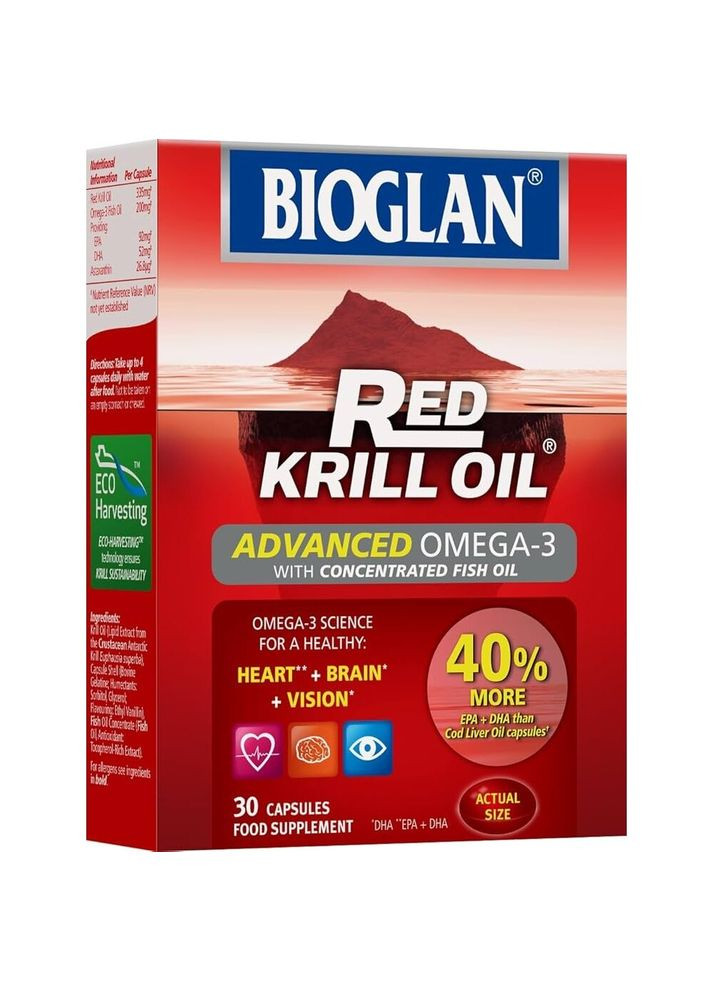 Масло красного криля Red Krill Oil Original + Fish Oil, 30 капсул с рыбьим жиром Bioglan (334706724)