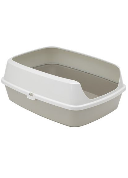 Открытый туалет c бортиком для котов Maryloo 50х38х16 см Серый с белым (5412087019472) Moderna (313615270)