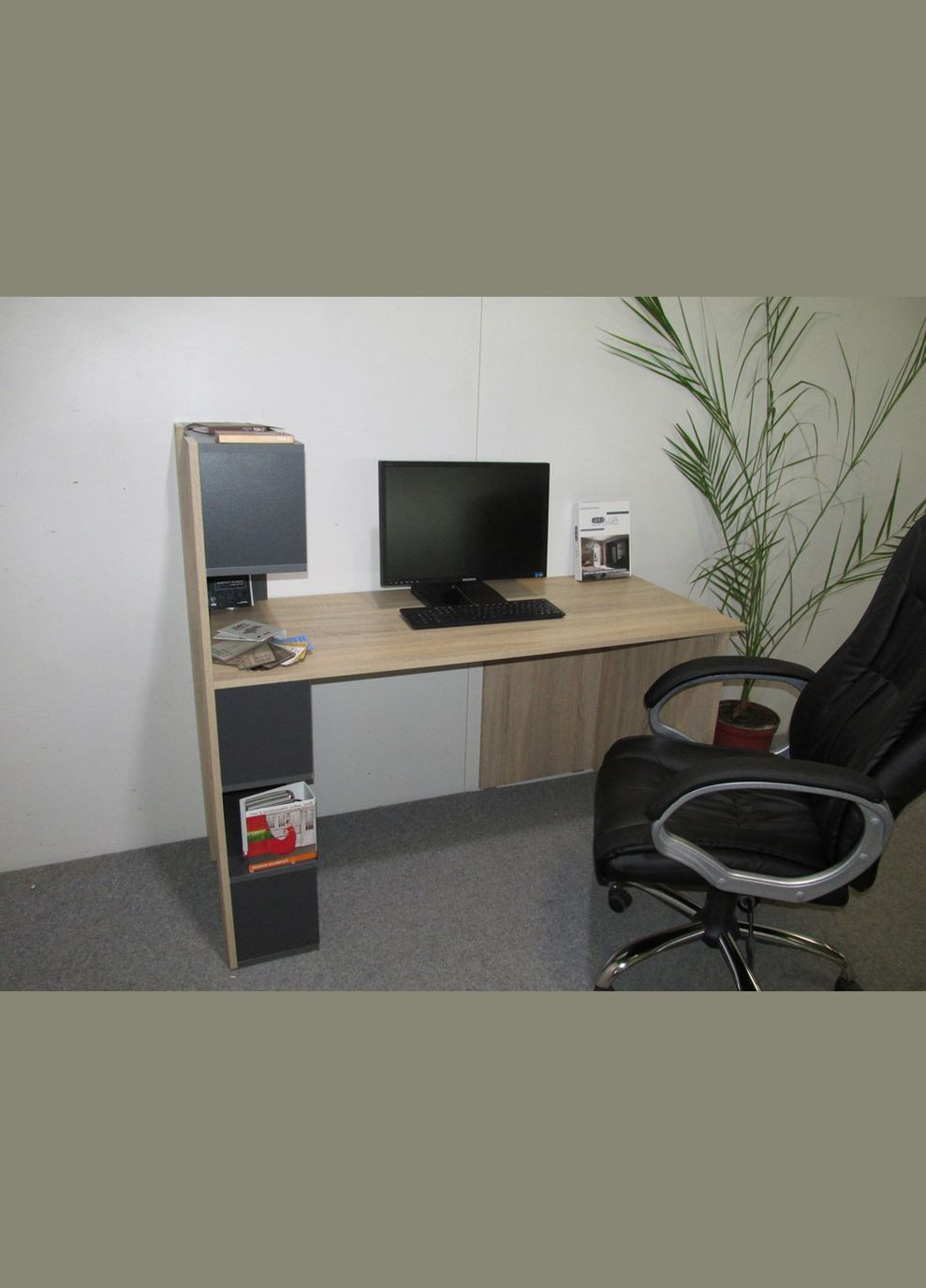 Cтол компьютерный с полками Джеко 1416L левый Сонома/Нимфея Альба (MZN-031026) М-ЗОН (353499017)