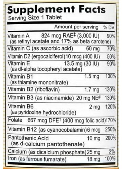 Daily Multiple Vitamins With Iron 100 Tabs Mason Natural (308389791)