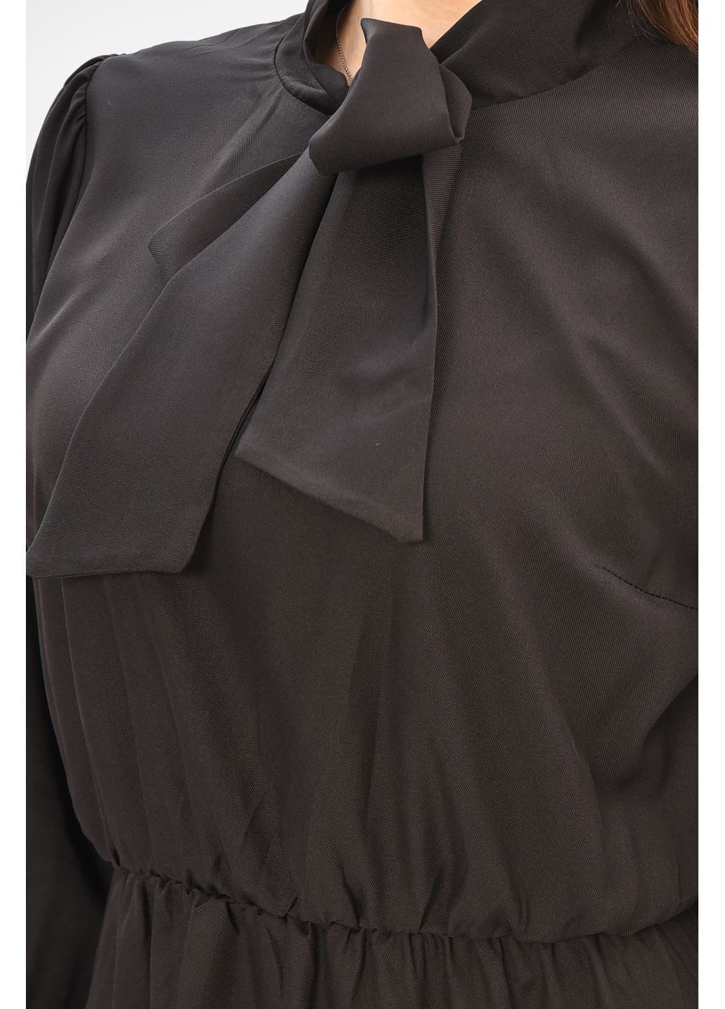 Черное повседневный платье женское однотонное черного цвета с баской Let's Shop однотонное