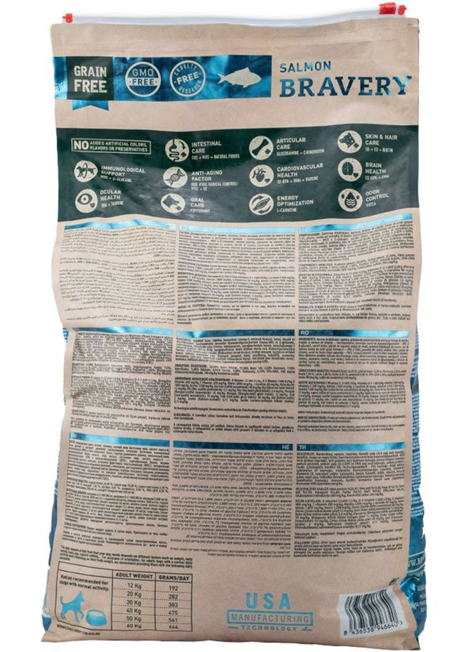 Сухой корм Salmon Large/Medium Adult для взрослых собак средних и больших пород с лососем 12 кг (8436538946640) Bravery (316226773)