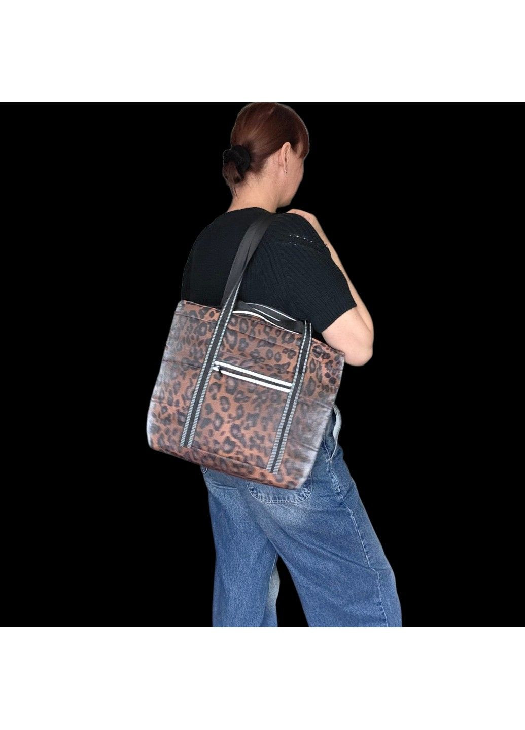 Леопардова сумка-шопер Svitashka Світловідбиваючі ручки Бавовна No Brand (334015981)