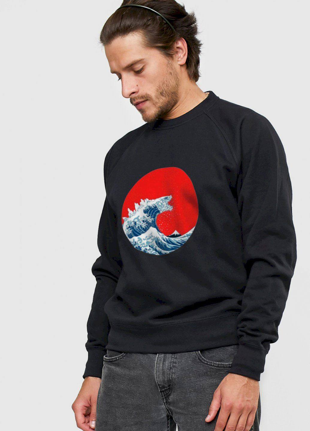 Чорний світшот чоловічий чорний "ripple" YAPPI малюнок (303773087)