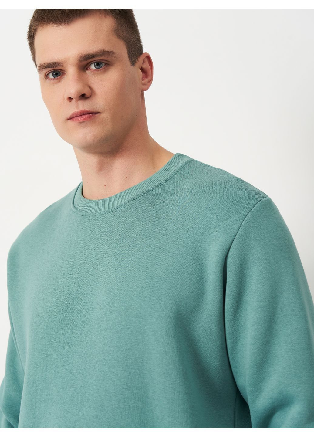 Бірюзовий світшот теплий чоловічий Malta однотонний без декору (371403666)