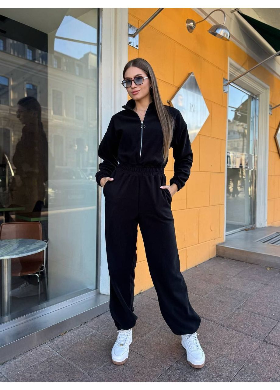 Женский флисовый комбинезон Osoblyva комбинезон-брюки чёрный