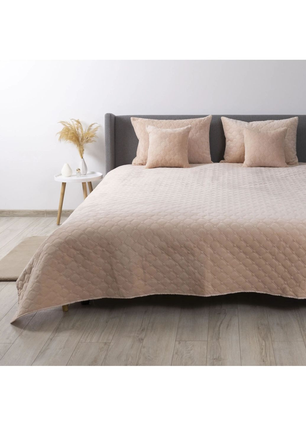 Велюрове євро покривало 240*260 см гіпоалергенне Пудровий (49360220240) ТЕП (372444964)