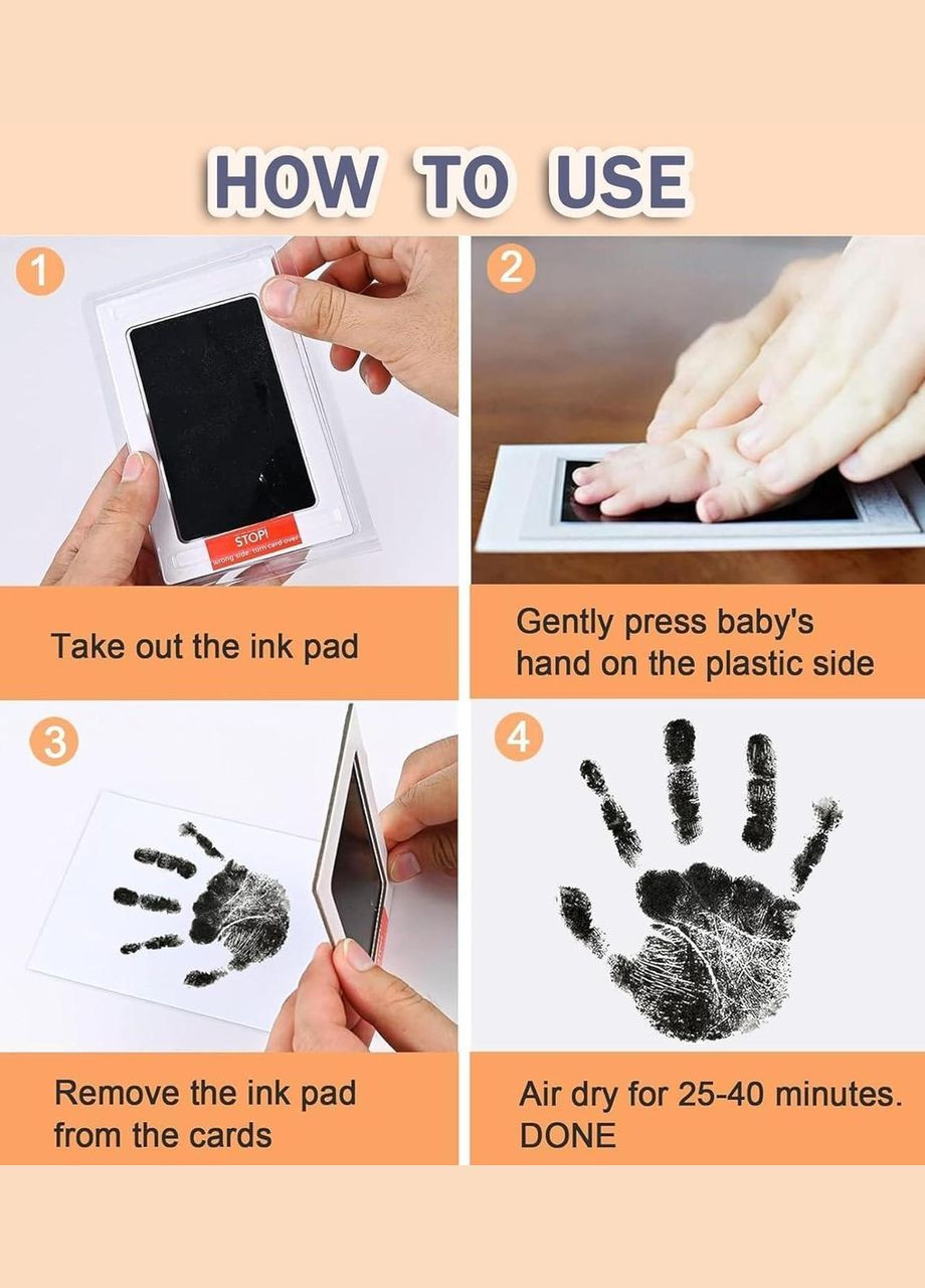 Набір для створення відбитків дитячих ручок та ніжок Чорний No Brand (342099253)