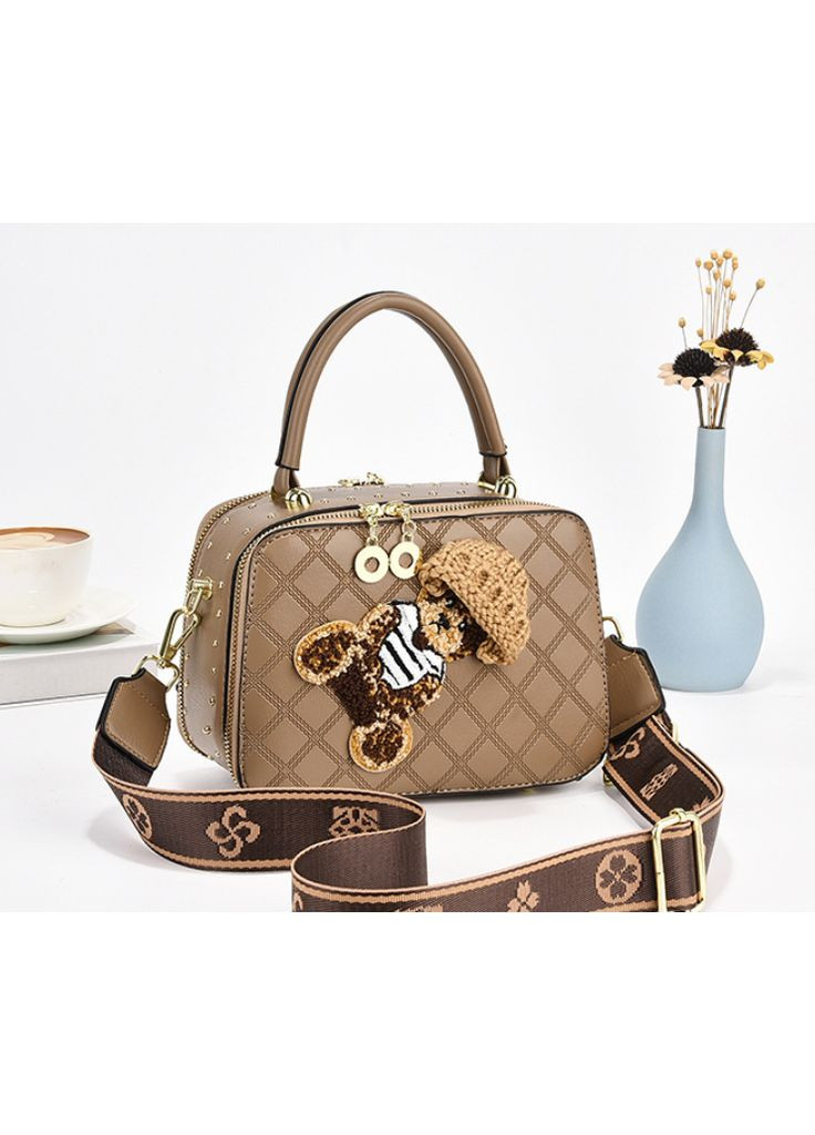 Модна дитяча сумочка на плече з ведмедиком для дівчинки кавового кольору No Brand (351537028)