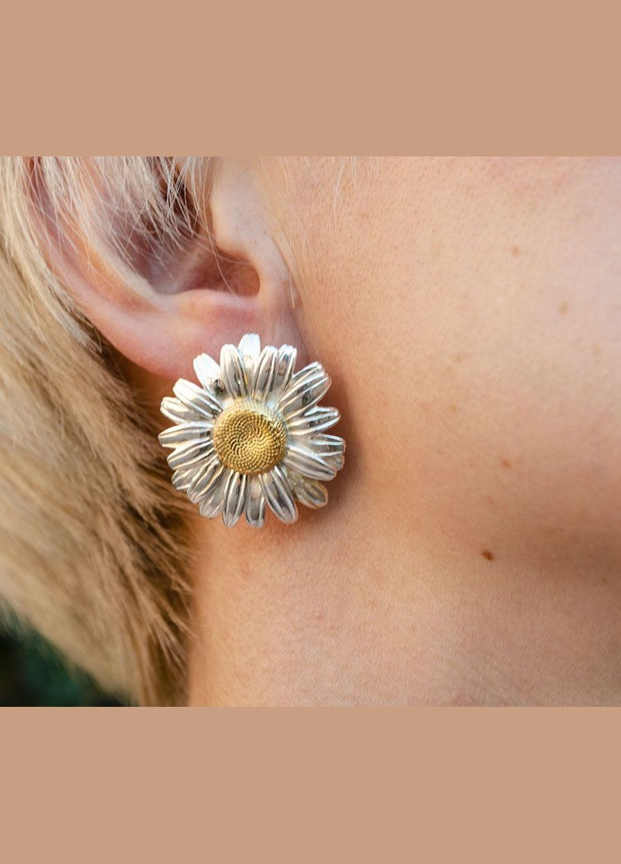 Серьги ромашка 9076 Maxi Silver (337133544)