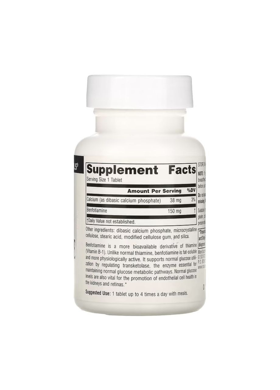 Benfotiamine 150mg - 60 tabs Source Naturals (369399678)