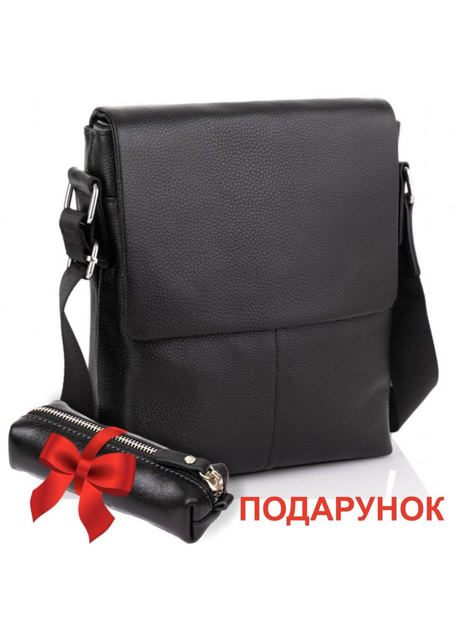 Чоловічий класичний великий шкіряний месенджер 2862 (Чорний) Tiding Bag (370859016)