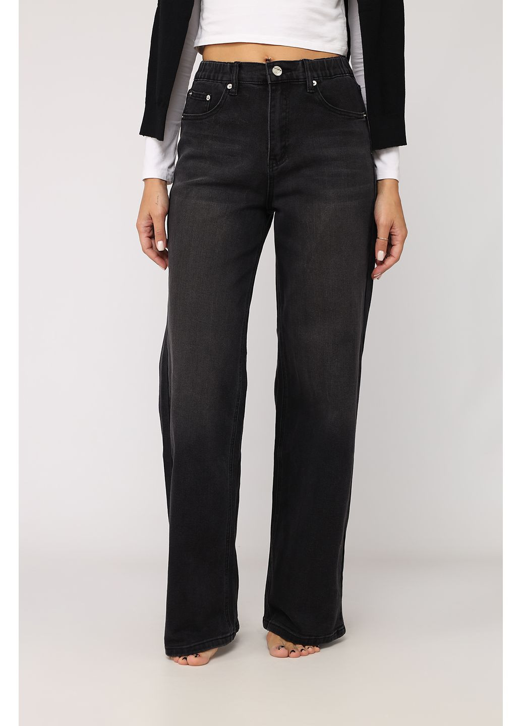 Джинсы wide leg женские цвет черный CB-00279677 Yuki - (361305661)