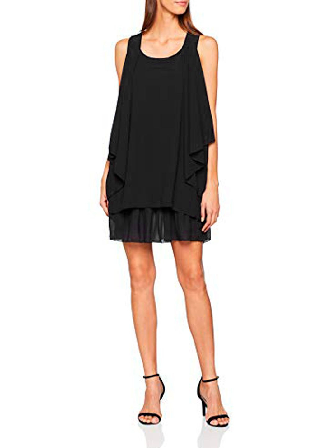 Черное кэжуал, коктейльное шифоновое мини платье paris Scarlet Jones однотонное