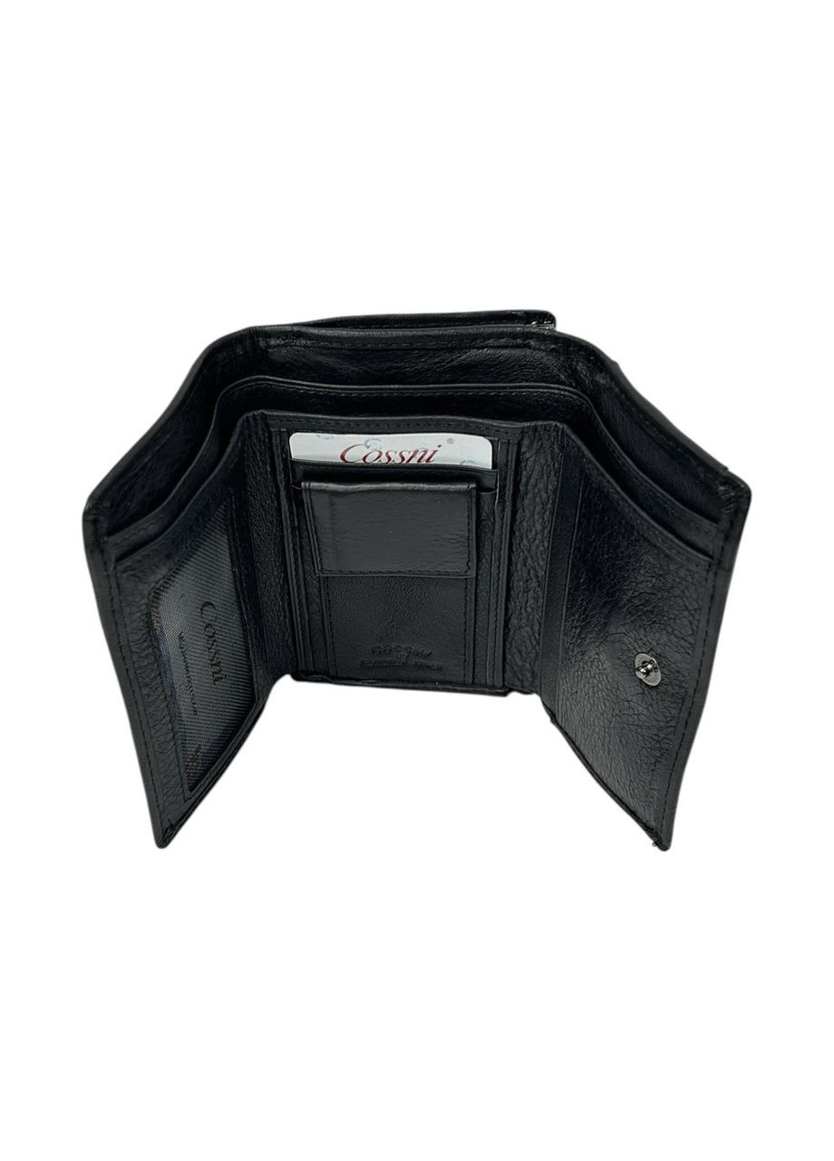 Жіночий гаманець з натуральної шкіри 704-96 чорний 12.5 х 9 х 2.5 Cossni (367263621)